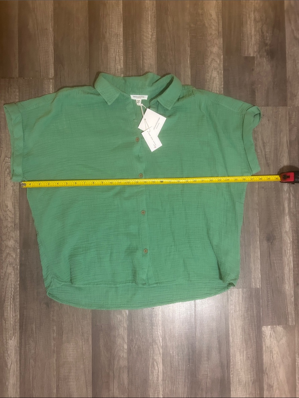 beachlunchlounge Women’s Shirt Green Lightweight Button-Front 100% Cotton - XL - Picture 3 of 8